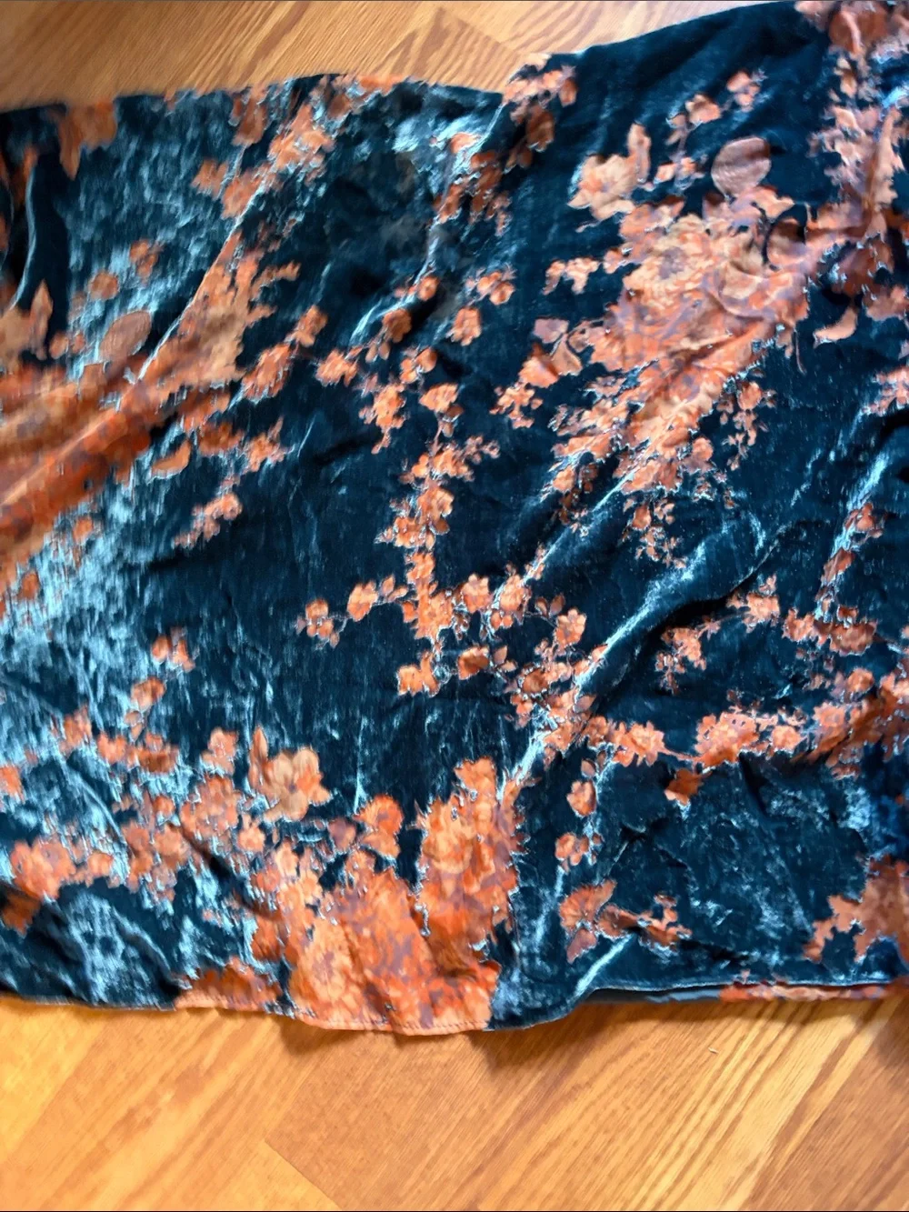 Cost Plus World Market Black Velvet Jacket with Orange Floral Print